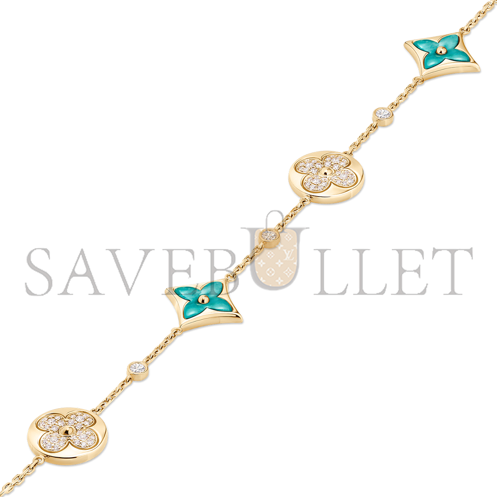 l**is v*t*n colour blossom bb multi-pattern bracelet, yellow gold, amazonite and Di*m*nds q05979